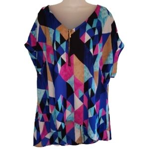 Lane Bryant 1/4 sleeve zip front shirt